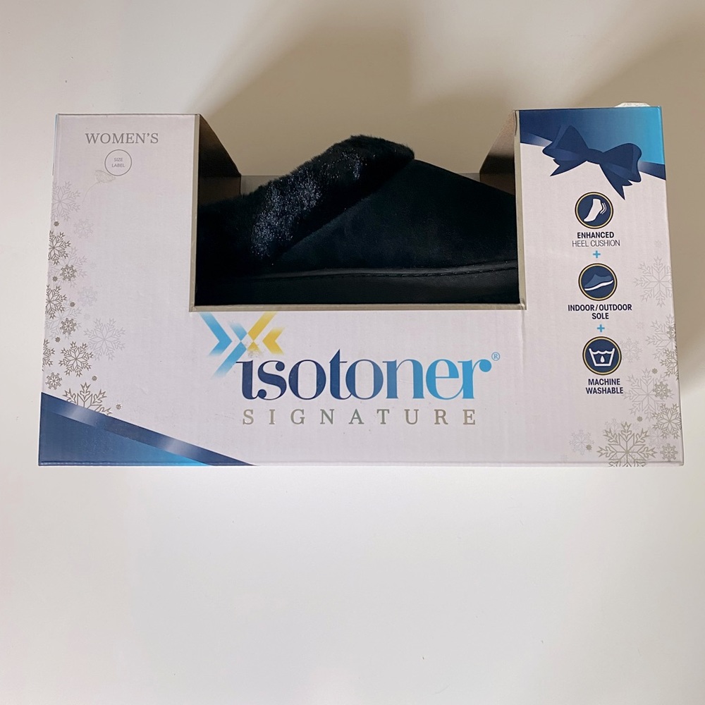 NIB Isotoner Slippers Women’s Black Sz Med (7.5-8)